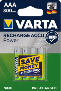 Obrázok pre VARTA HR03 AAA Recharge Accu Power 800 mAh 56703 Dobíjení akumulátorů 4 kusů Zelená