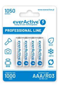 Obrázok pre Nabíjecí baterie everActive Ni-MH R03 AAA 1050 mAh Professional Line