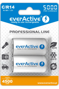 Nabíjecí baterie everActive Ni-MH R14 C 5000 mAh Professional Line Obrázok pre Nabíjecí baterie everActive Ni-MH R14 C 5000 mAh Professional Line