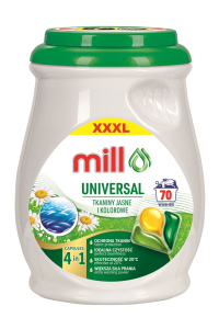MILL PROFESSIONAL 3-komorové univerzální prací kapsle, 70 ks. Obrázok pre MILL PROFESSIONAL 3-komorové univerzální prací kapsle, 70 ks.