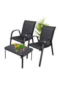Obrázok pre Extralink Black Forest Garden Furniture Set, Textilene Two Chairs + Black Table sada venkovního nábytku Černá