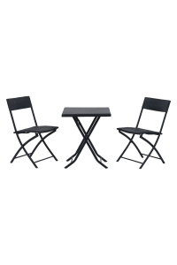 Obrázok pre Extralink Small Black Forest Garden Furniture Set, Two Chairs + Black Table sada venkovního nábytku Černá