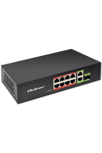 Qoltec 52297 RYCHLÝ ETHERNETOVÝ PŘEPÍNAČ PoE 8x RJ45 PoE 2x RJ45 Uplink 1x SFP | 120 W | 1000 Mb Obrázok pre Qoltec 52297 RYCHLÝ ETHERNETOVÝ PŘEPÍNAČ PoE 8x RJ45 PoE 2x RJ45 Uplink 1x SFP | 120 W | 1000 Mb