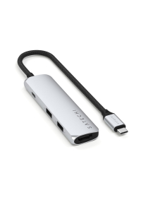 Satechi ST-P4SS rozbočovač rozhraní USB typu C 10000 Mbit/s Stříbrná Obrázok pre Satechi ST-P4SS rozbočovač rozhraní USB typu C 10000 Mbit/s Stříbrná
