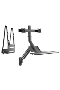 Obrázok pre Maclean Dual Monitor Wall Mount and Keyboard, Gas Spring with Computer Mount, for 17