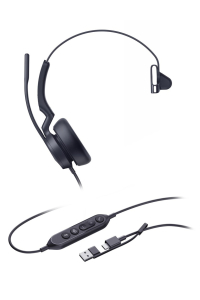 Yealink UH46 Mono Teams USB-C/A Sluchátka s mikrofonem Kabel Přes hlavu Kancelář / call centrum USB Type-C / USB Type-A Černá Obrázok pre Yealink UH46 Mono Teams USB-C/A Sluchátka s mikrofonem Kabel Přes hlavu Kancelář / call centrum USB Type-C / USB Type-A Černá