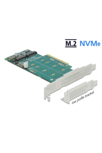 DeLOCK Karta PCI Express x8 na 2 x interní M.2 Key M NVMe - rozvětvení - Low Profile Obrázok pre DeLOCK Karta PCI Express x8 na 2 x interní M.2 Key M NVMe - rozvětvení - Low Profile