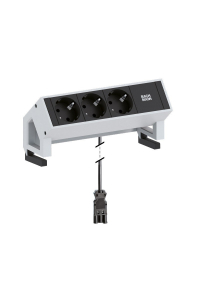 Obrázok pre Bachmann Desk2 zásuvka 3 x Type F Černá, Nerezová ocel