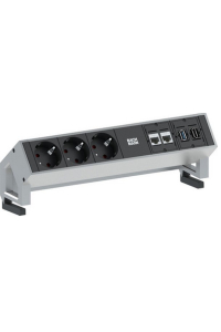 Obrázok pre Bachmann 3x Schuko 2x CAT6 1x HDMI, 1x USB3.0 napájecí prodlužovačka 1,5 m 3 AC zásuvky / AC zásuvek Černá, Nerezová ocel
