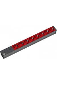 Obrázok pre Bachmann 19'' 2m 8x Schuko H05VV-F 3G 1.00mm² napájecí prodlužovačka 8 AC zásuvky / AC zásuvek Černá, Červená