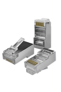 Qoltec 54554 Modulární konektor RJ45 | CAT5e | FTP | Pozlacené kontakty | 100 kusů Obrázok pre Qoltec 54554 Modulární konektor RJ45 | CAT5e | FTP | Pozlacené kontakty | 100 kusů