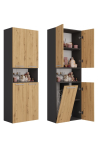 Topeshop NEL 1K DK ANT/ART KP koupelnový doplněk Grafit, Dub Obrázok pre Topeshop NEL 1K DK ANT/ART KP koupelnový doplněk Grafit, Dub