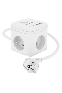 Obrázok pre KERG SMART – 3-ZÁSUVKOVÁ NAPÁJECÍ KOSTKA + NABÍJEČKA USB-A+USB-C 1,5 M 3×1,5 MM2 H05VV-F 16 A/250 V