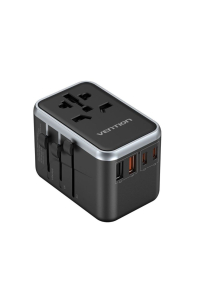 Obrázok pre Cestovní adaptér a nabíječka Vention 65 W GaN 2x USB-A 2x USB-C