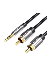 Vention BCFBF audio kabel 1 m 3.5mm 2 x RCA Hliník, Černá Obrázok pre Vention BCFBF audio kabel 1 m 3.5mm 2 x RCA Hliník, Černá