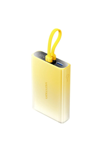 Powerbank Vention 10000mAh s LED displejem, USB-C + Lightning + USB-A, 22,5 W (žlutá) Obrázok pre Powerbank Vention 10000mAh s LED displejem, USB-C + Lightning + USB-A, 22,5 W (žlutá)