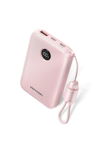 Powerbanka Vention 10000 mAh 2xUSB-C 1xUSB-A 22,5 W, růžová Obrázok pre Powerbanka Vention 10000 mAh 2xUSB-C 1xUSB-A 22,5 W, růžová