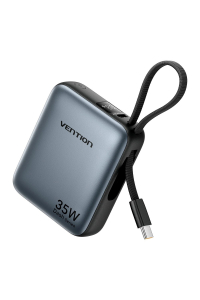 Vention 10000mAh 35W - powerbank s kabelem USB-C (šedá) Obrázok pre Vention 10000mAh 35W - powerbank s kabelem USB-C (šedá)