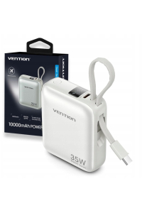 Vention 10000mAh 35W - powerbanka s kabelem USB-C (béžová) Obrázok pre Vention 10000mAh 35W - powerbanka s kabelem USB-C (béžová)