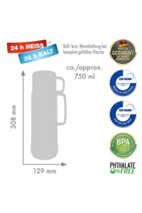 Obrázok pre ROTPUNKT Skleněná termoska, objem 0,750 l, polární-el.-letní dýně (bílo-žlutá)