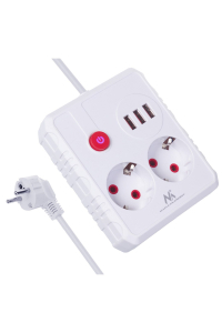 Napájecí lišta Maclean, prodlužovací kabel 2 zásuvky + 3xUSB, 110-240V AC 50/60Hz, 2,1A max. 2500W, 1,5m, bílá, MCE387 W Obrázok pre Napájecí lišta Maclean, prodlužovací kabel 2 zásuvky + 3xUSB, 110-240V AC 50/60Hz, 2,1A max. 2500W, 1,5m, bílá, MCE387 W