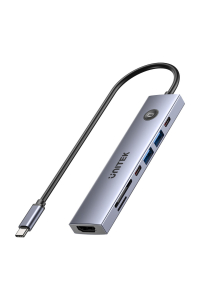 UNITEK HUB USB-C 7W1 PD 100W HDMI 2.0 S ON/OFF Obrázok pre UNITEK HUB USB-C 7W1 PD 100W HDMI 2.0 S ON/OFF