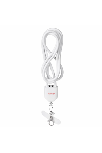 Obrázok pre Activejet šňůrka s nabíjecím kabelem 3v1 bílá. Koncovky s různými konektory: USB-C, adaptér Lightning, USB-A