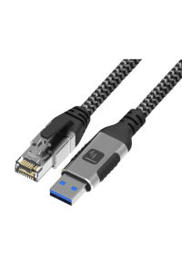 Obrázok pre Techly ICOC U3A-RJ45-010 síťový kabel Černá, Stříbrná 1 m Cat6 F/UTP (FTP)