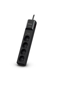 CyberPower Tracer III P0420SUD0-FR přepěťová ochrana Černá 4 AC zásuvky / AC zásuvek 200 - 250 V 1,8 m Obrázok pre CyberPower Tracer III P0420SUD0-FR přepěťová ochrana Černá 4 AC zásuvky / AC zásuvek 200 - 250 V 1,8 m