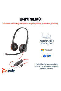 Obrázok pre HP Poly Černý stereofonní headset Poly Blackwire 3220 USB-C + adaptér USB-C/A (sada)