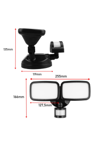 Obrázok pre Nástěnná LED lampa Maclean, s PIR senzorem, 20 W, 1500 lm, IP65, neutrální bílá 4000 K, černá, MCE524 B