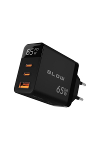 Obrázok pre LCD nástěnná nabíječka USB zásuvka + USB-Cx2 PD 65W GAN černý wattmetr