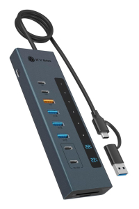 Obrázok pre ICY BOX IB-HUB1742CR-C2PD USB 3.2 Gen 2 (3.1 Gen 2) Type-A + Type-C 10000 Mbit/s Černá
