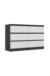 Obrázok pre M6 MALWA KOMODA 120 CM 6 ZÁSUVEK ANTRACIT/BÍLÁ