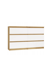 Obrázok pre M6 MALWA KOMODA 120 CM 6 ZÁSUVEK DUB ARTISAN/BIEL