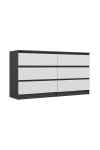 Obrázok pre M6 MALWA KOMODA 140 CM 6 ZÁSUVEK ANTRACIT/BÍLÁ