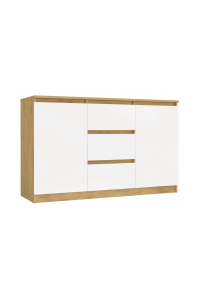 KOMODA 2 DVEŘE 3 ZÁSUVKY ARTISAN/BIEL Obrázok pre KOMODA 2 DVEŘE 3 ZÁSUVKY ARTISAN/BIEL