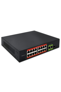 Qoltec Przełącznik sieciowy SWITCH Fast Ethernet PoE | 16x RJ45 10/100 Mb/s | 2x RJ45 Uplink 1000 Mb/s | 1x SFP 1000 Mb/s Obrázok pre Qoltec Przełącznik sieciowy SWITCH Fast Ethernet PoE | 16x RJ45 10/100 Mb/s | 2x RJ45 Uplink 1000 Mb/s | 1x SFP 1000 Mb/s