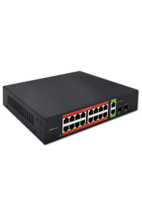 Qoltec Przełącznik sieciowy SWITCH Gigabit Ethernet PoE | 16x RJ45 | 2x RJ45 Uplink | 2x SFP | 1000Mb/s Obrázok pre Qoltec Przełącznik sieciowy SWITCH Gigabit Ethernet PoE | 16x RJ45 | 2x RJ45 Uplink | 2x SFP | 1000Mb/s