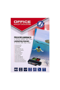 Obrázok pre OFFICE PRODUCTS Laminovací fólie, A3, 2×100 mikronů, lesklá, 100 ks, průhledná