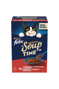 PURINA Felix Original Soup Time Box Beef, lamb, chcken - mokré krmivo pro kočky - 6x48g Obrázok pre PURINA Felix Original Soup Time Box Beef, lamb, chcken - mokré krmivo pro kočky - 6x48g