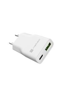 Obrázok pre NATEC RIBERA GAN SLIM SÍŤOVÁ NABÍJEČKA 1× USB-A + 1× USB-C 20W BÍLÁ