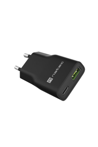 Obrázok pre NATEC RIBERA GAN SLIM SÍŤOVÁ NABÍJEČKA 1× USB-A + 1× USB-C 20W ČERNÁ