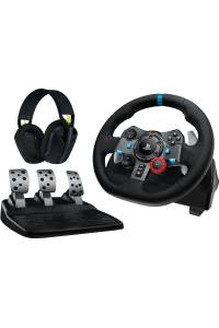 Logitech G 991-000539 herní ovladač Hliník, Černá USB Volant + pedály + náhlavní souprava PC, PlayStation 4, PlayStation 5, Playstation 3 Obrázok pre Logitech G 991-000539 herní ovladač Hliník, Černá USB Volant + pedály + náhlavní souprava PC, PlayStation 4, PlayStation 5, Playstation 3