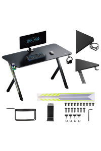 NanoRS gaming desk, black with headphone and cup holder, max. 75kg, dimensions 1200x600x750mm, RS101 Obrázok pre NanoRS gaming desk, black with headphone and cup holder, max. 75kg, dimensions 1200x600x750mm, RS101