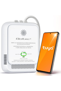 Obrázok pre Qoltec 52654 Detektor úniku zemního plynu a oxidu uhelnatého (CO) 2 v 1 | CH4 | CO | NG | Tuya | WiFi | Alarm 85 dB | LED