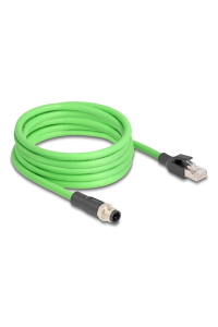 Obrázok pre DeLOCK Kabel M12, D-kódovaný, 4 pin, ze zástrčkového na RJ45 zástrčkového konektor, PUR (TPU), 5 m