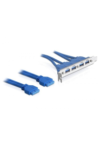 DeLOCK 2 x USB 3.0 19-pin - 4 x USB 3.0-A Obrázok pre DeLOCK 2 x USB 3.0 19-pin - 4 x USB 3.0-A