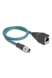 DeLOCK M12 Adaptérový kabel, ze 8-pinové X-kódované samec na zásuvku RJ45, délky 50 cm Obrázok pre DeLOCK M12 Adaptérový kabel, ze 8-pinové X-kódované samec na zásuvku RJ45, délky 50 cm