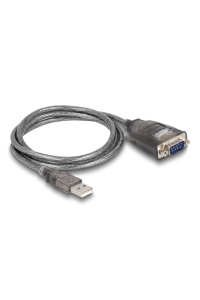 Obrázok pre DeLOCK Adaptér z rozhraní USB 2.0 Typu-A na 1 x 9 pinový zástrčkový konektor sériového rozhraní RS-232 D-Sub s maticemi, se 3 x LED, délky 1 m